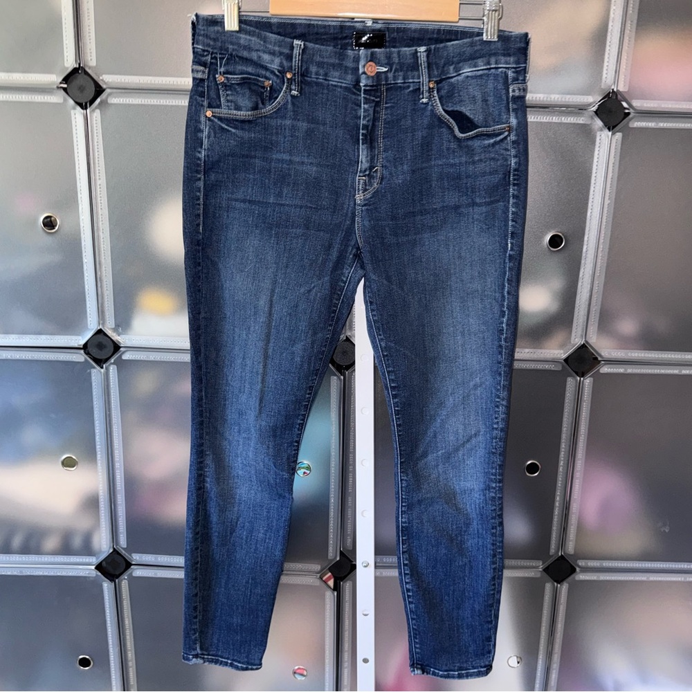 MOTHER The Looker Crop Here Kitty Kitty Wash Skinny Jeans Women's Size 31